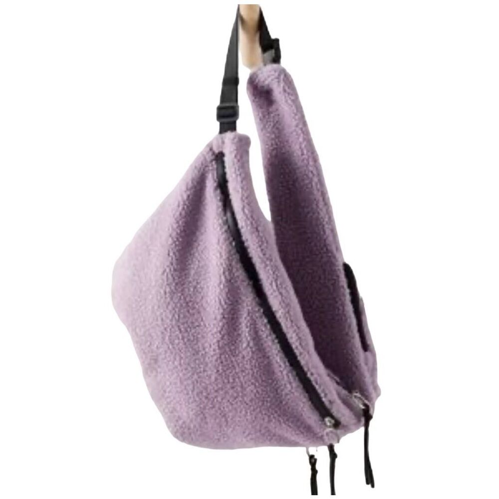 Free People Movement Womens Overachiever Sling Bag Lilac Purple Sherpa NWT